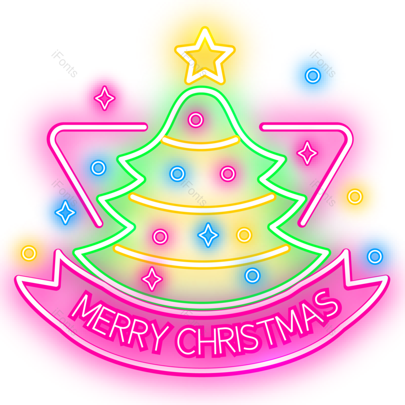 霓虹图片,圣诞节元素,圣诞树PNG,免抠素材